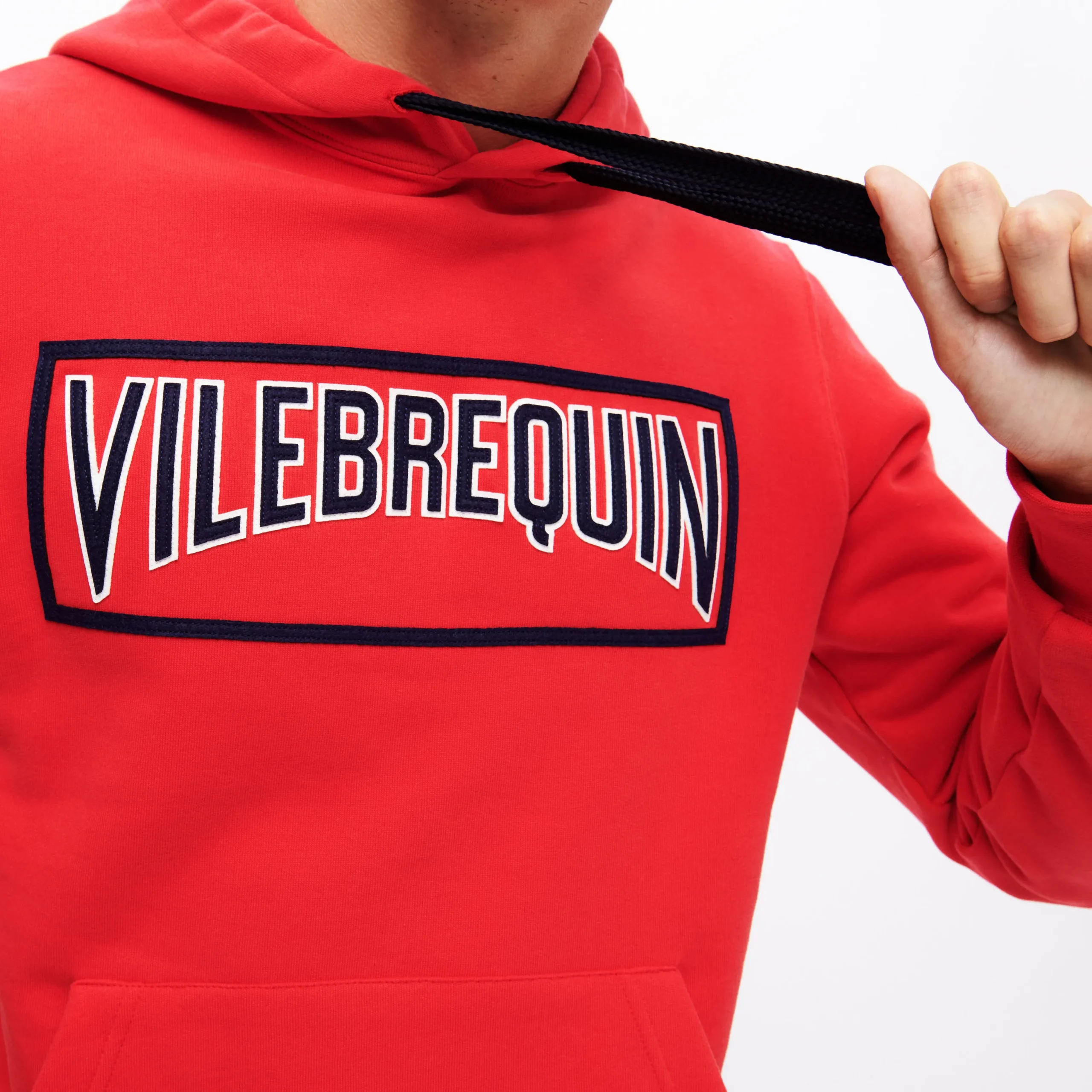 Clearance Vilebrequin Men Cotton Hoodie Sweatshirt Solid Burgundy/Red