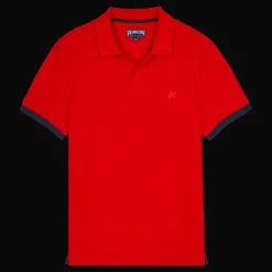 Sale Vilebrequin Men Cotton Pique Polo Shirt Solid Poppy Red/Red