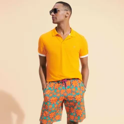 Discount Vilebrequin Men Cotton Pique Polo Shirt Solid Carrot/Orange