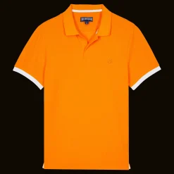 Discount Vilebrequin Men Cotton Pique Polo Shirt Solid Carrot/Orange