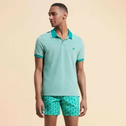 Sale Vilebrequin Men Cotton Pique Polo Shirt Solid Emerald/Green