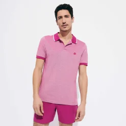 Flash Sale Vilebrequin Men Cotton Pique Polo Shirt Solid Crimson Purple/Red