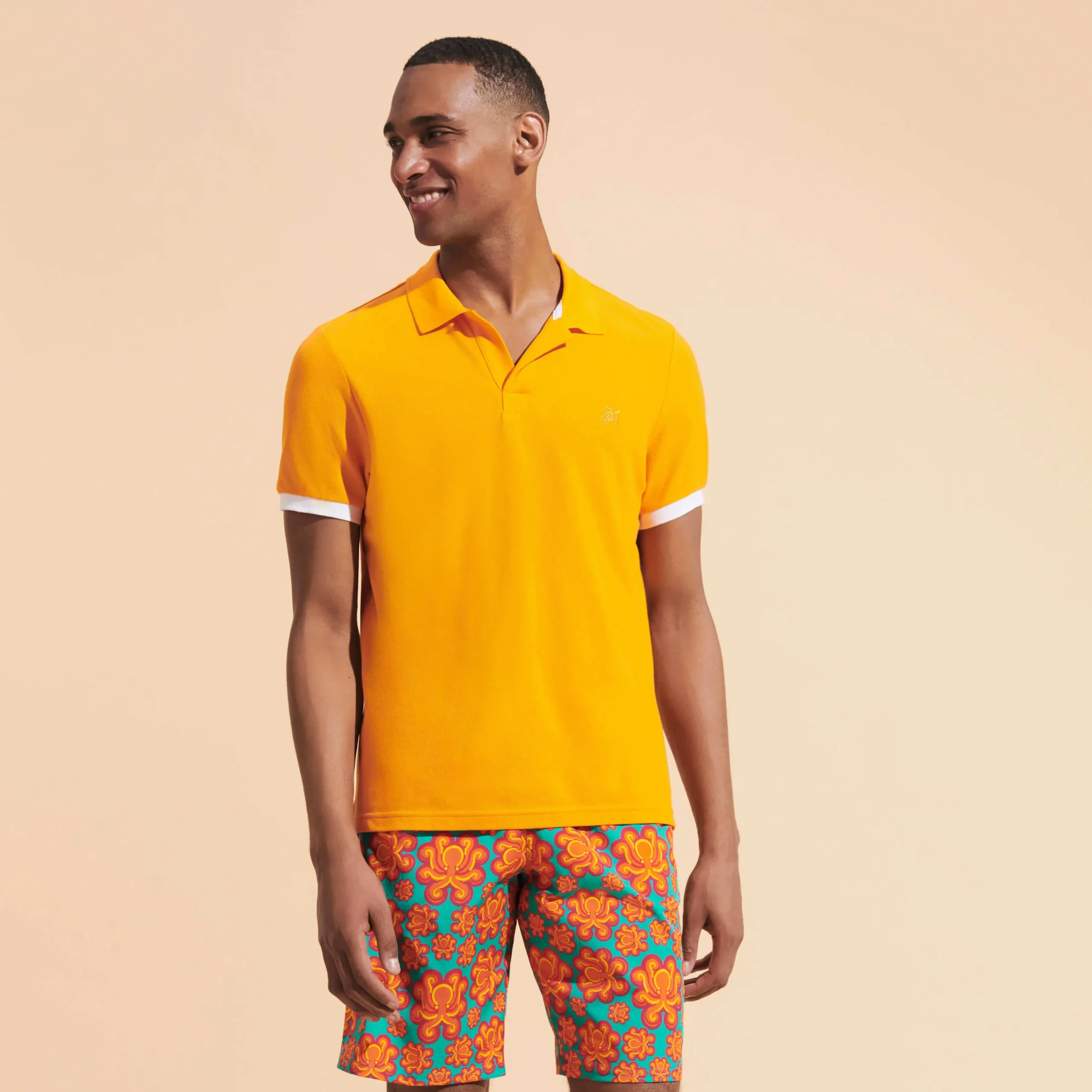 Flash Sale Vilebrequin Men Cotton Pique Polo Shirt Solid Carrot/Orange