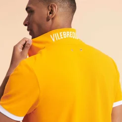 Flash Sale Vilebrequin Men Cotton Pique Polo Shirt Solid Carrot/Orange