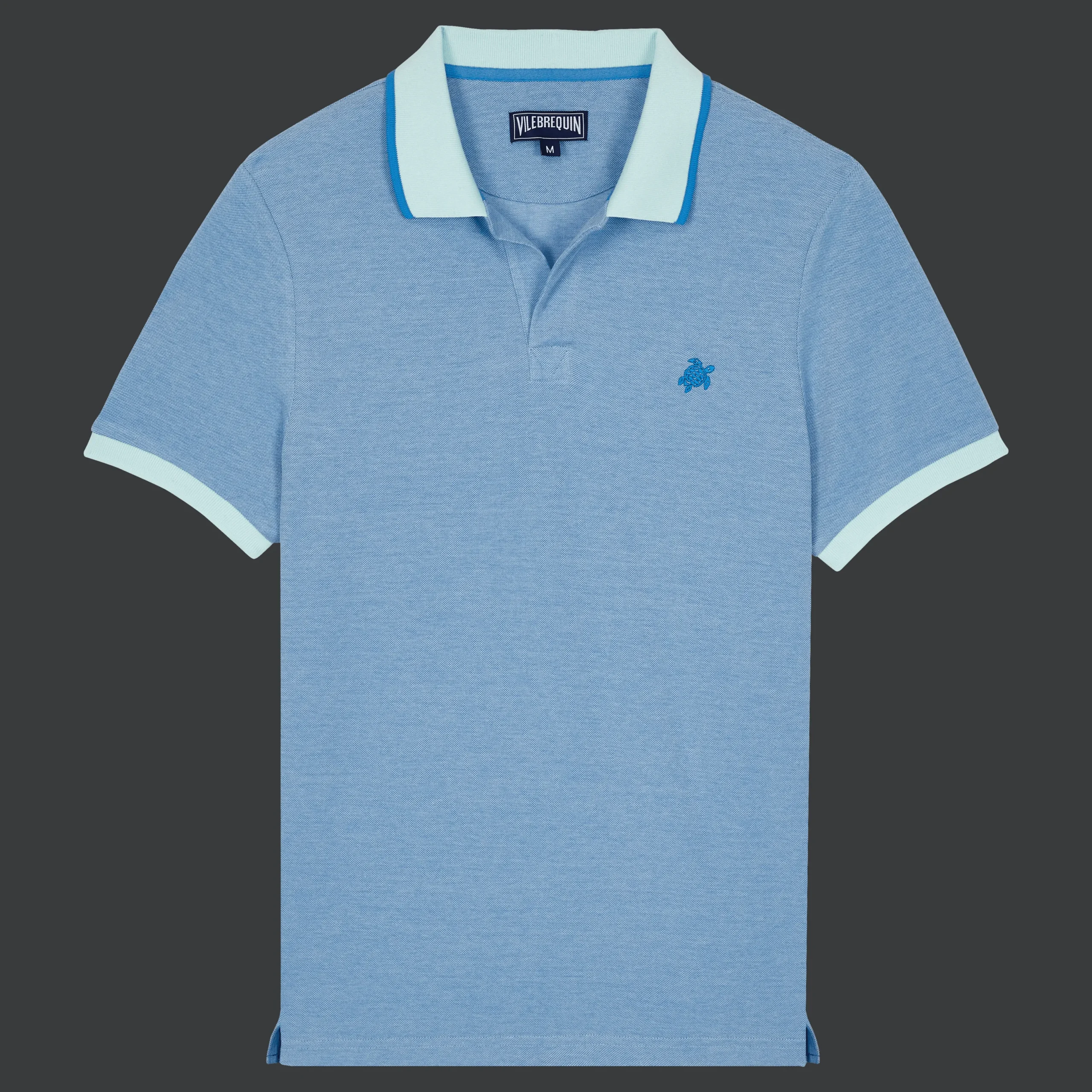 Store Vilebrequin Men Cotton Pique Polo Shirt Solid Thalassa/Blue