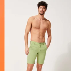 Online Vilebrequin Men Cotton Printed Bermuda Shorts Micro Flower Lemongrass/Green