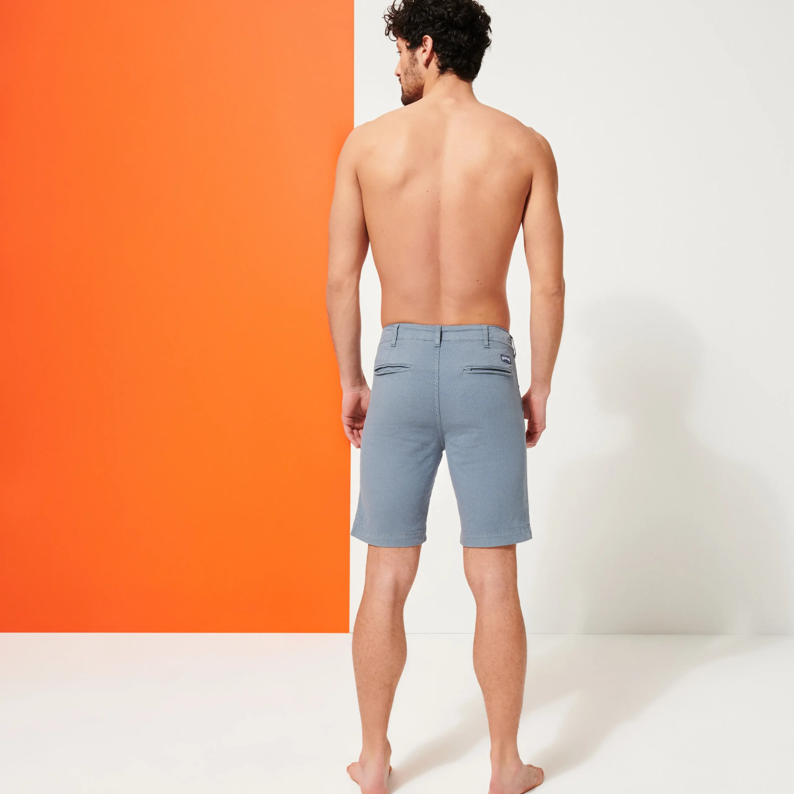 Clearance Vilebrequin Men Cotton Printed Bermuda Shorts Micro Flower Grey Metal/Grey