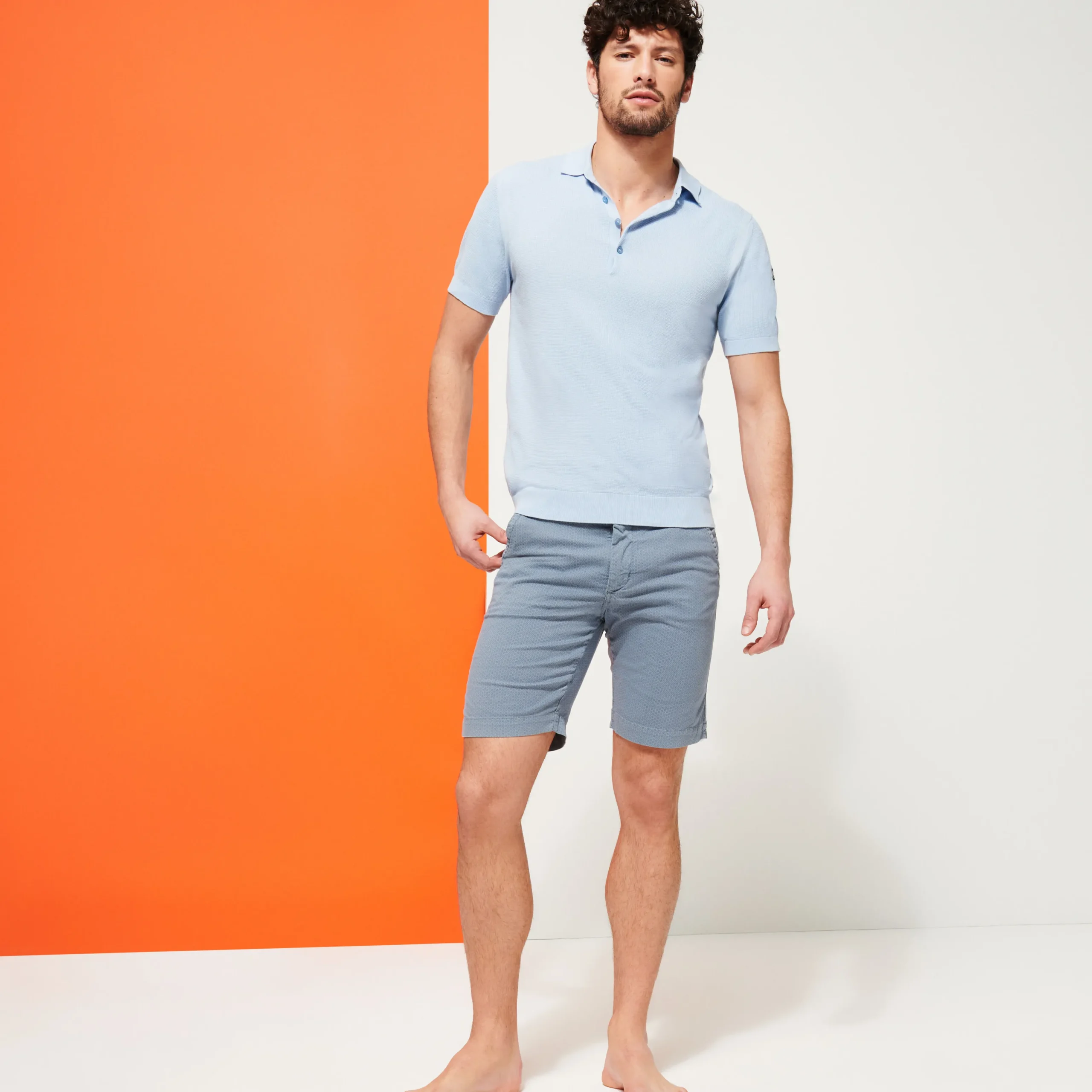 Clearance Vilebrequin Men Cotton Printed Bermuda Shorts Micro Flower Grey Metal/Grey