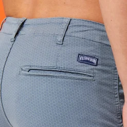 Clearance Vilebrequin Men Cotton Printed Bermuda Shorts Micro Flower Grey Metal/Grey