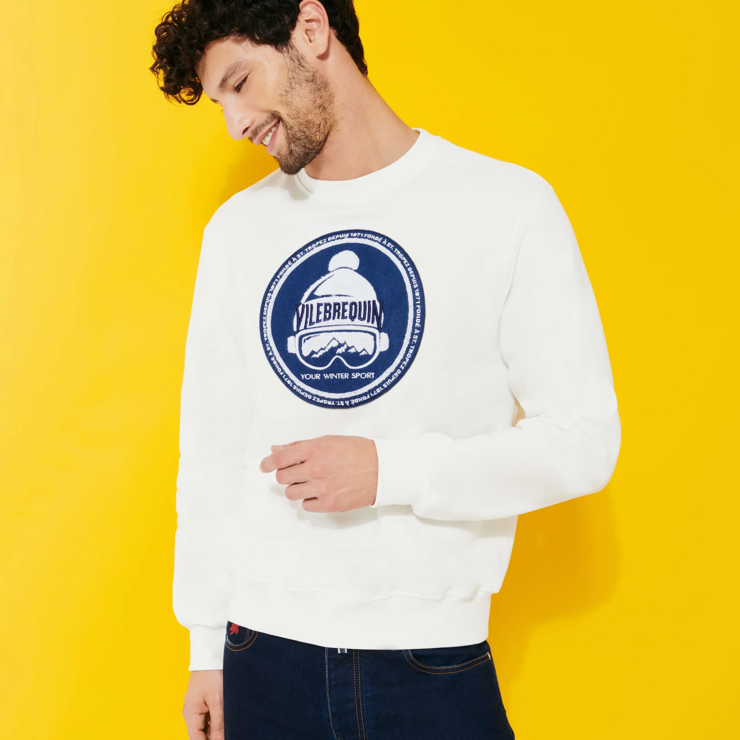 Cheap Vilebrequin Men Cotton Pullover Solid Off White/White
