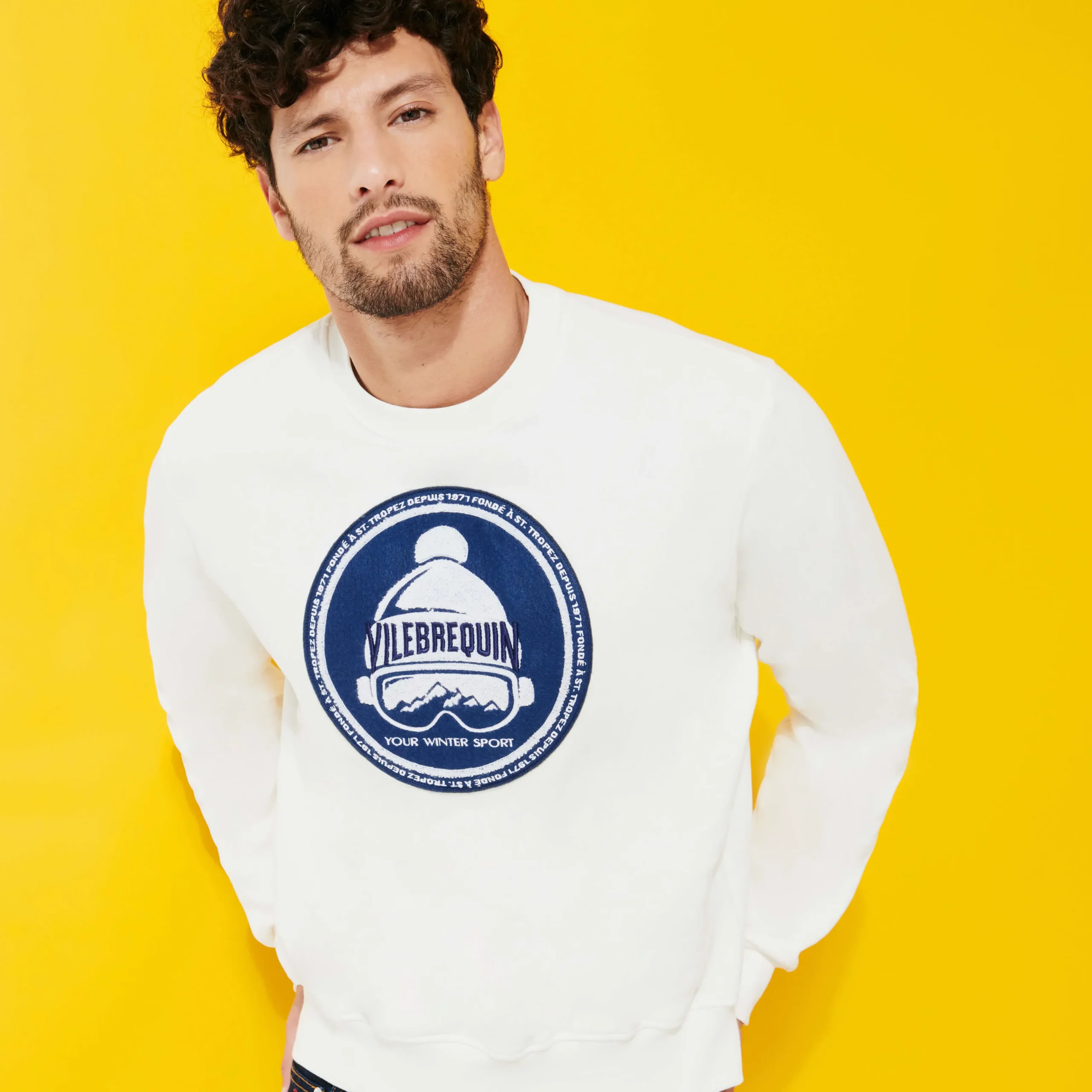 Cheap Vilebrequin Men Cotton Pullover Solid Off White/White