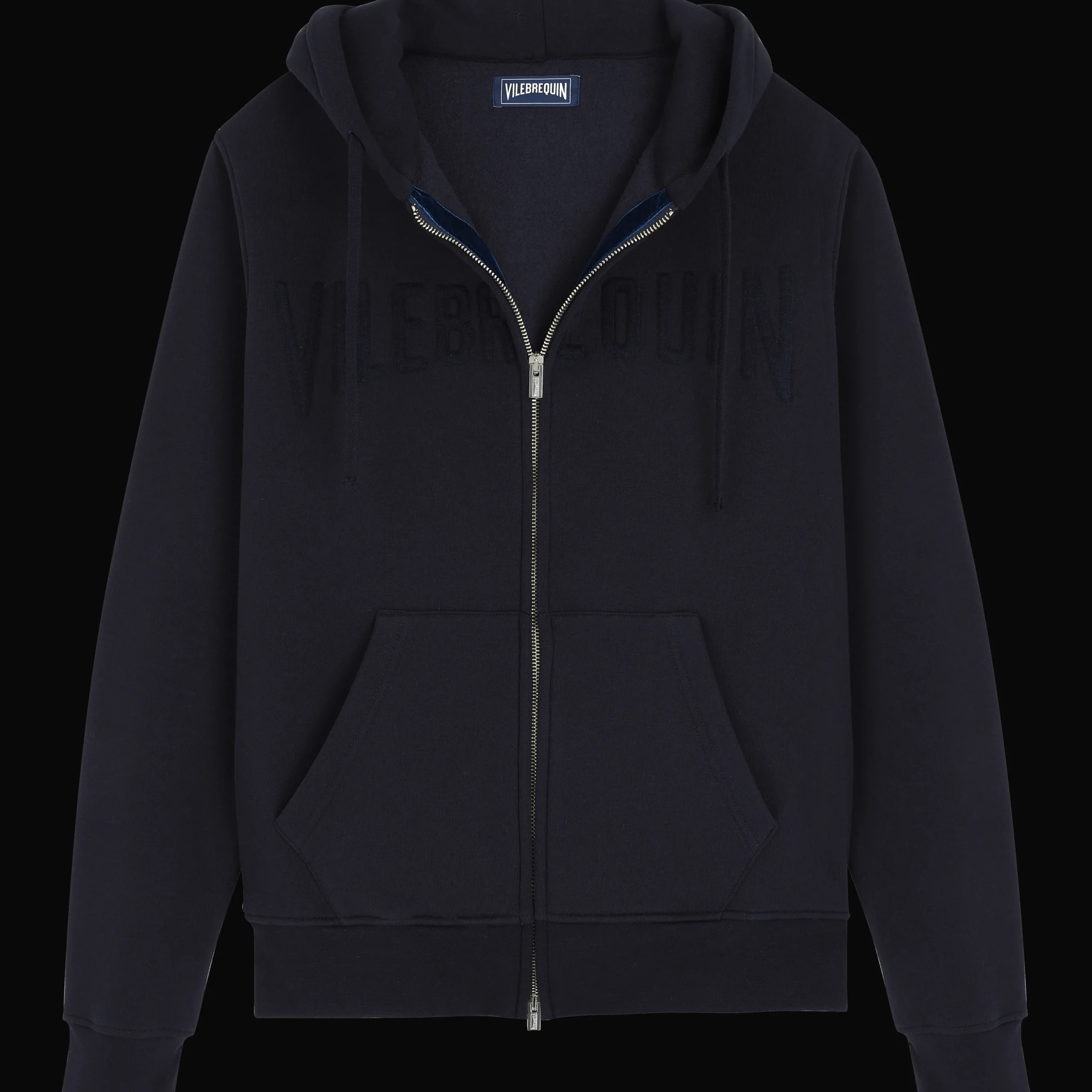Best Vilebrequin Men Cotton Sweatshirt Solid Navy/Blue