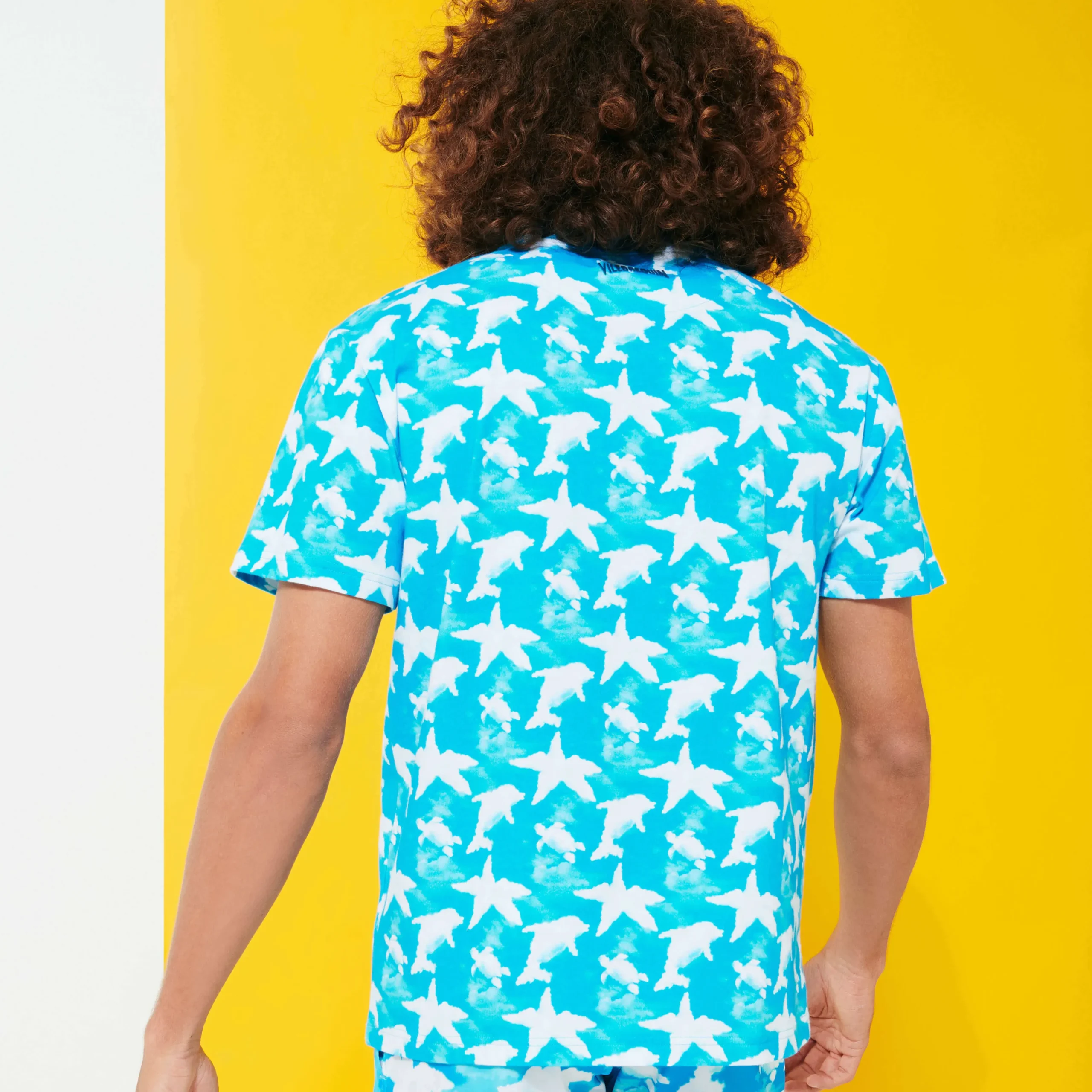 Store Vilebrequin Men Cotton T-Shirt Clouds Hawaii Blue/Blue