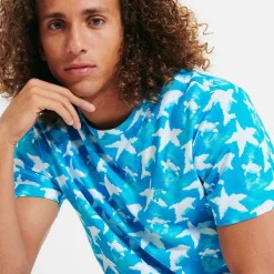 Store Vilebrequin Men Cotton T-Shirt Clouds Hawaii Blue/Blue