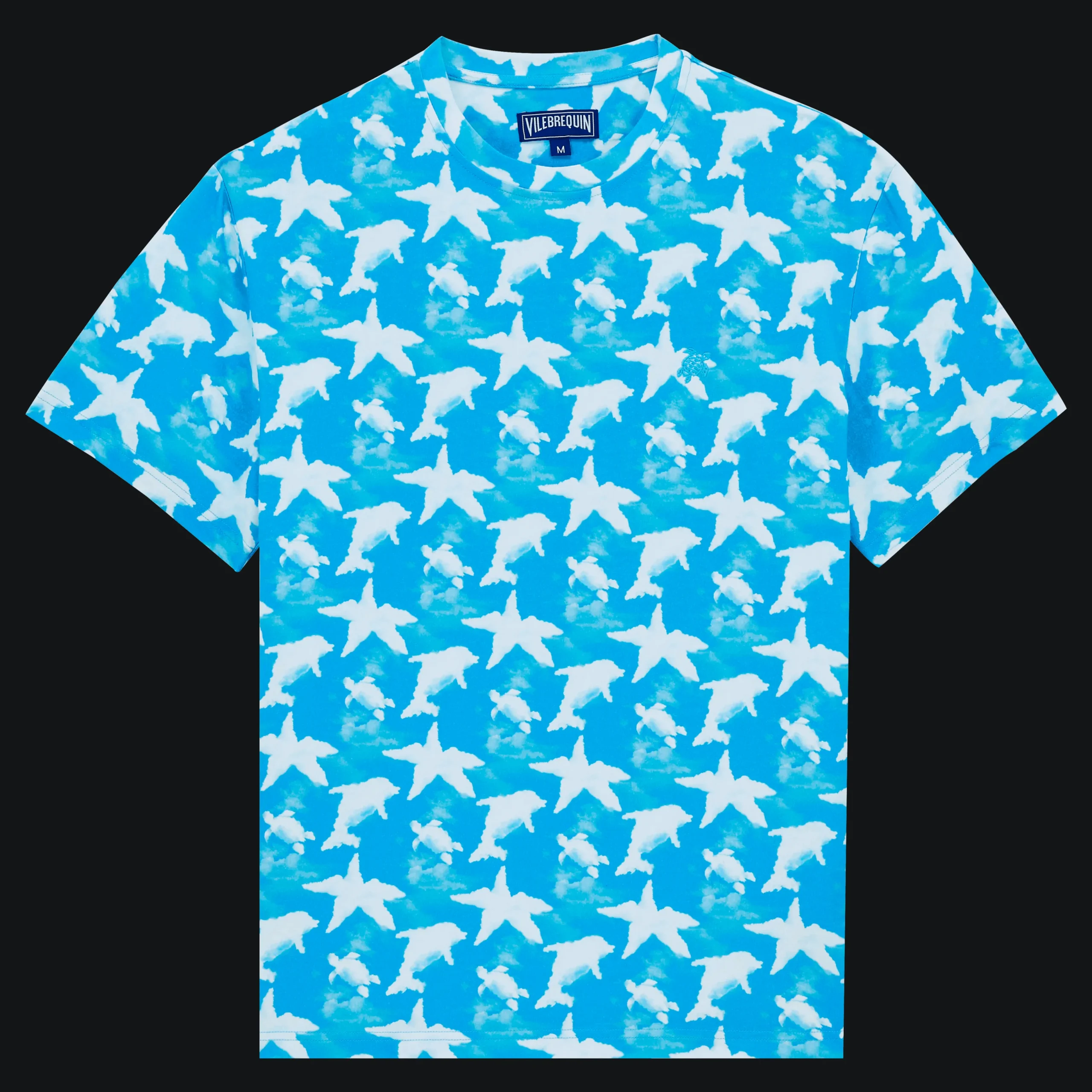 Store Vilebrequin Men Cotton T-Shirt Clouds Hawaii Blue/Blue