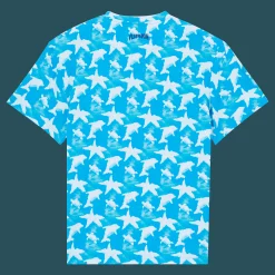 Store Vilebrequin Men Cotton T-Shirt Clouds Hawaii Blue/Blue