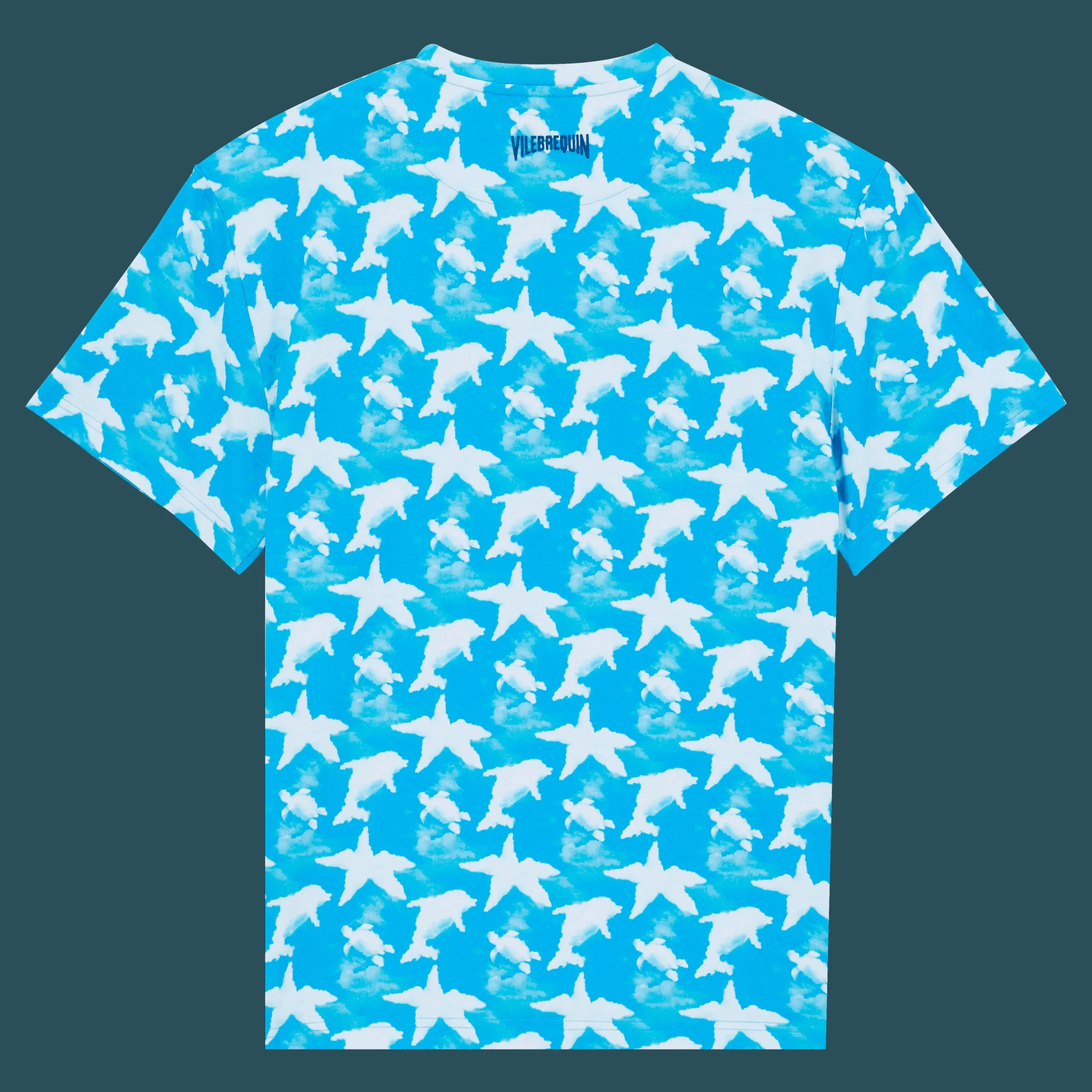 Store Vilebrequin Men Cotton T-Shirt Clouds Hawaii Blue/Blue