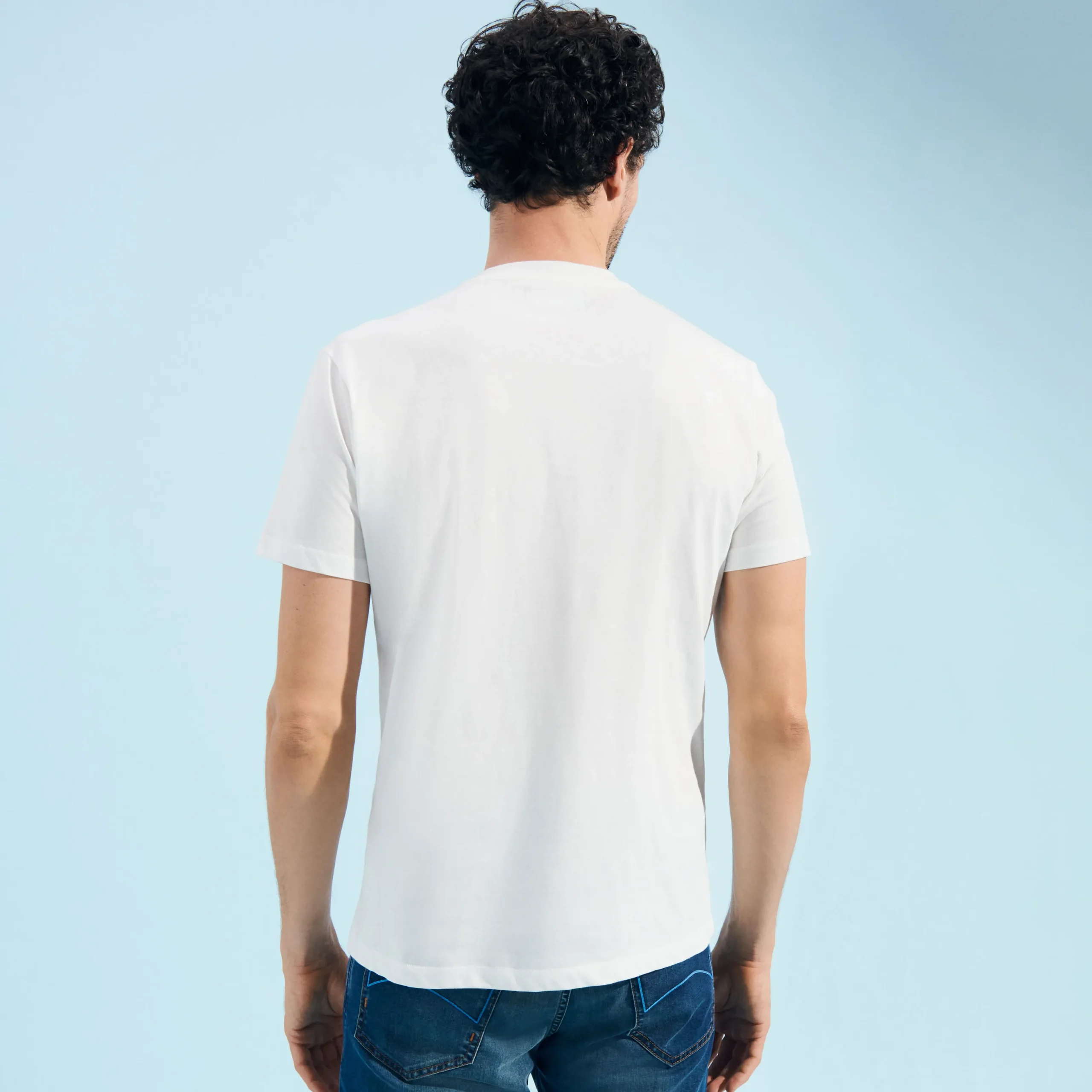 Best Vilebrequin Men Cotton T-Shirt Monte Carlo Off White/White