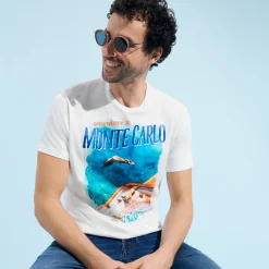 Best Vilebrequin Men Cotton T-Shirt Monte Carlo Off White/White
