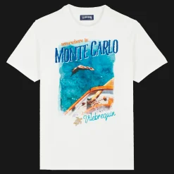 Best Vilebrequin Men Cotton T-Shirt Monte Carlo Off White/White