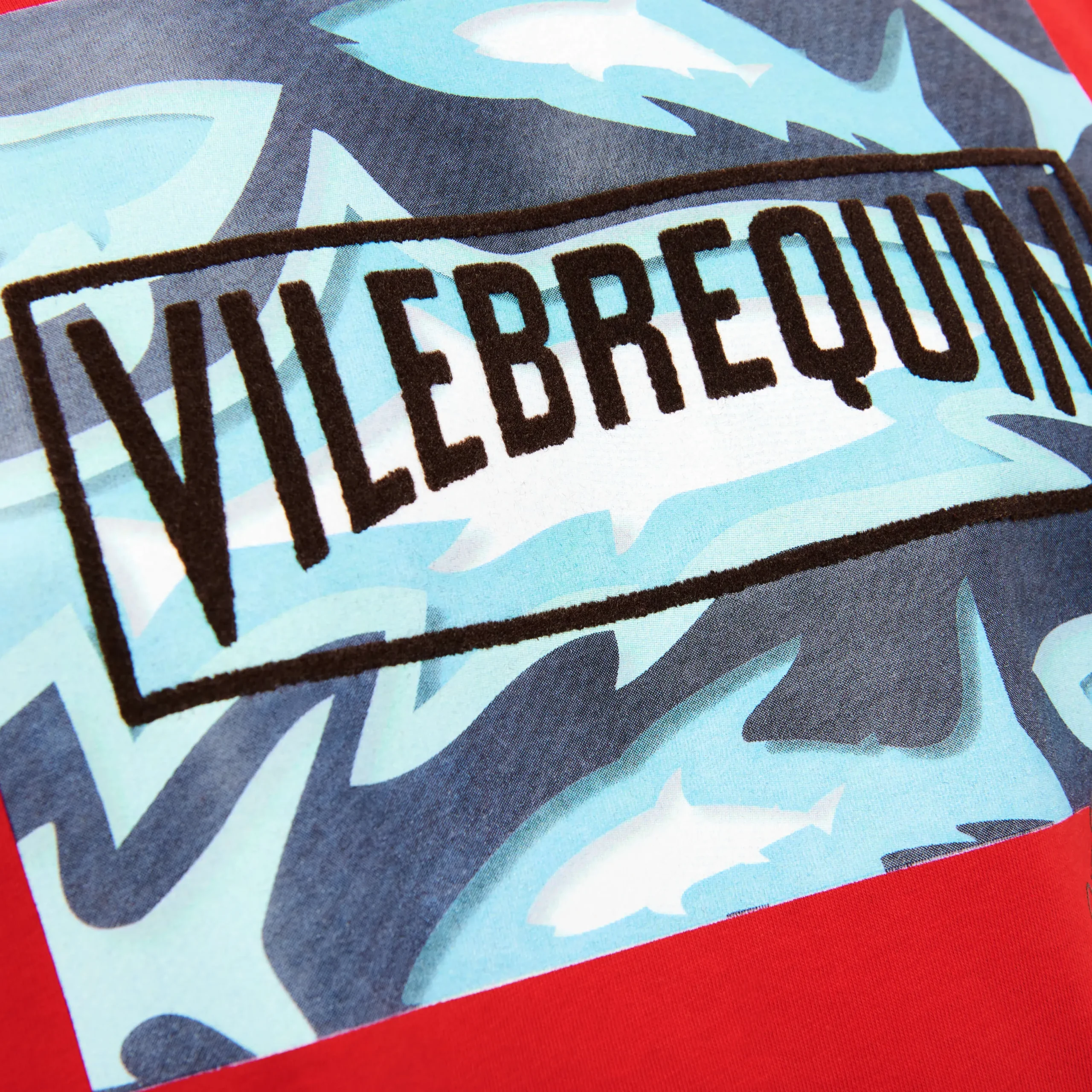 Online Vilebrequin Men Cotton T-Shirt Requins 3D Burgundy/Red