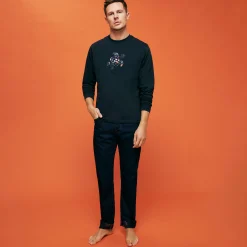 Hot Vilebrequin Men Cotton T-Shirt Solid Navy/Blue