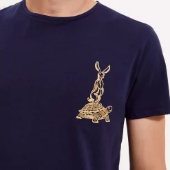 Sale Vilebrequin Men Cotton T-Shirt The Year Of The Rabbit Navy/Blue
