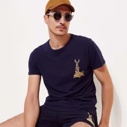 Sale Vilebrequin Men Cotton T-Shirt The Year Of The Rabbit Navy/Blue