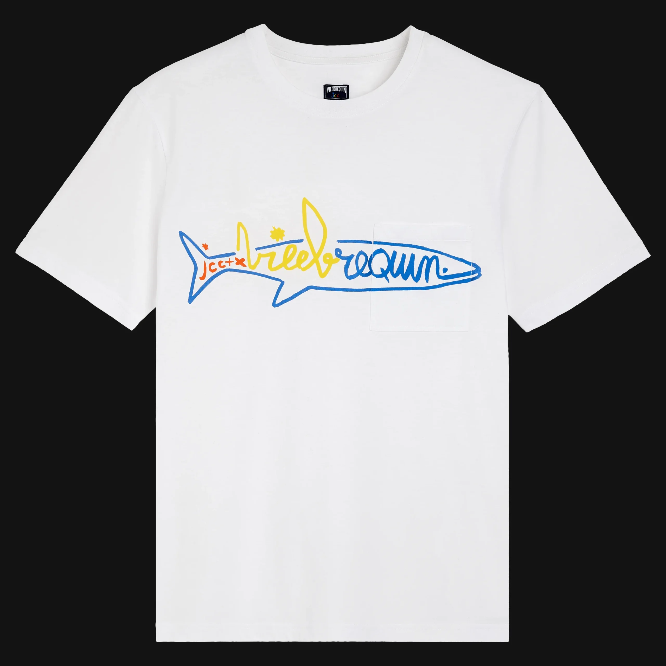 Cheap Vilebrequin Men Cotton T-Shirt Squale - X Jcc+ - Limited Edition White/White