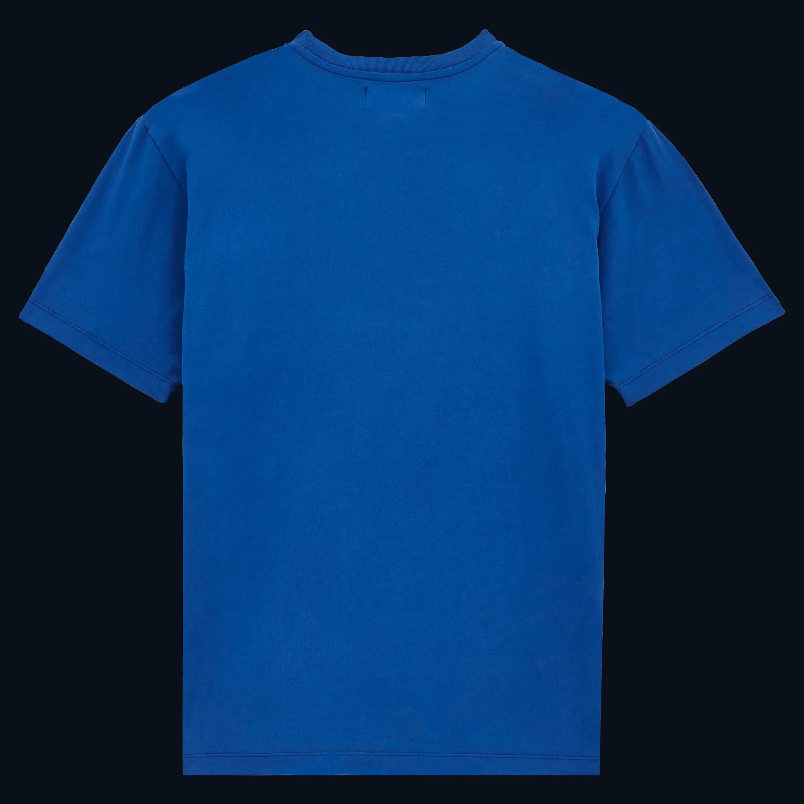 Hot Vilebrequin Men Cotton T-Shirt Logo Flocked Sea Blue/Blue