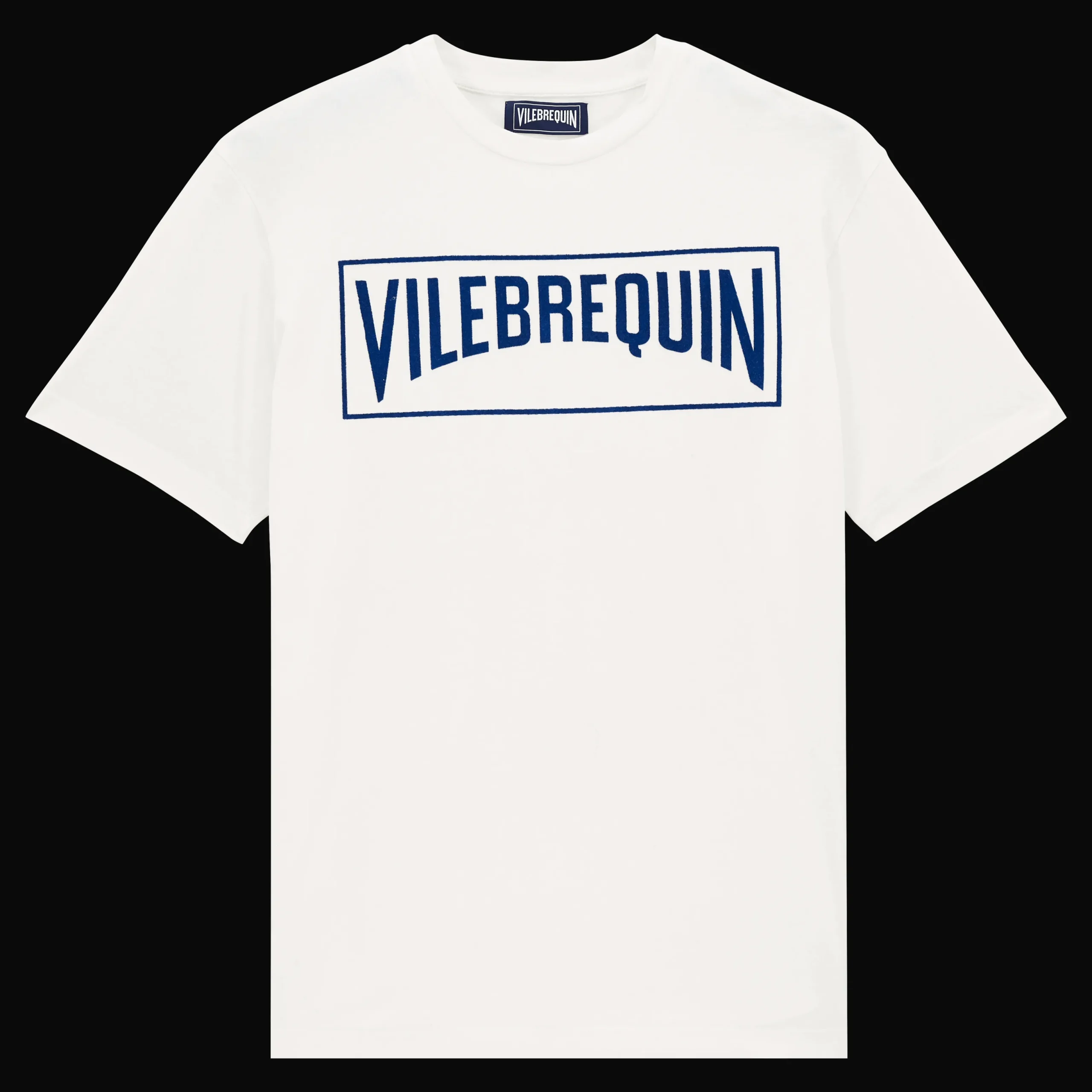 Fashion Vilebrequin Men Cotton T-Shirt Logo Flocked Off White/White