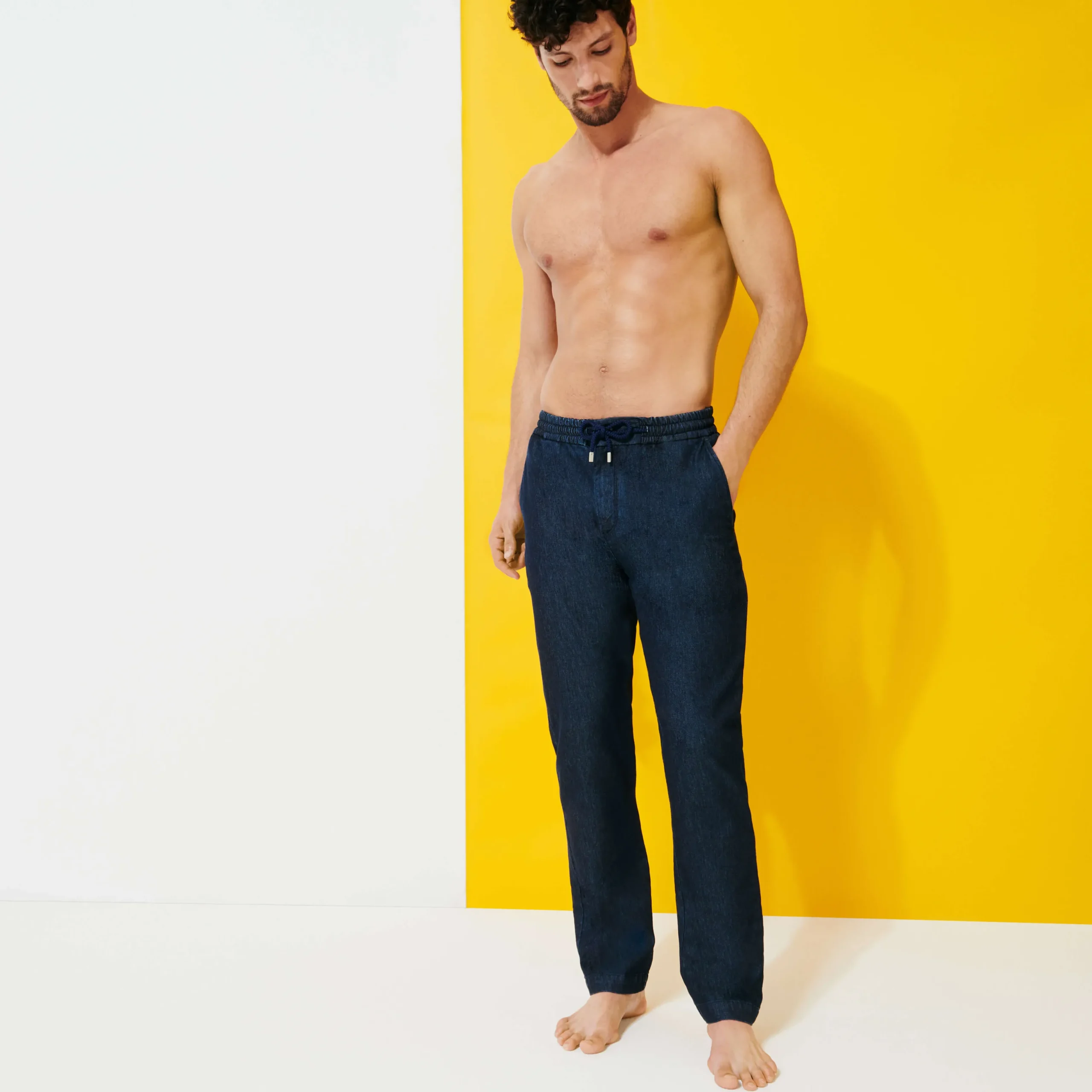 Sale Vilebrequin Men Denim Jogging Pants Dark Denim W1/Blue