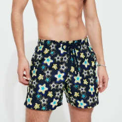 Shop Vilebrequin Men Embroidered Swim Trunks Stars Gift - Limited Edition Navy/Blue
