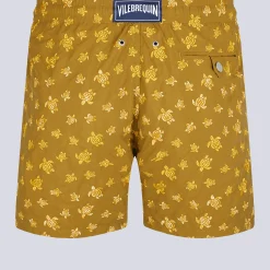New Vilebrequin Men Embroidered Swim Trunks Micro Ronde Des Tortues - Limited Edition Bark/Beige