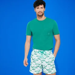 New Vilebrequin Men Embroidered Swim Trunks Requins 3D - Limited Edition Glacier/Blue