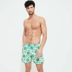 Shop Vilebrequin Men Embroidered Swim Trunks Stars Gift - Limited Edition Lagoon/Blue