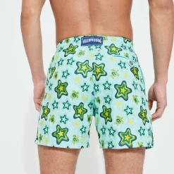 Shop Vilebrequin Men Embroidered Swim Trunks Stars Gift - Limited Edition Lagoon/Blue