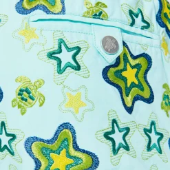 Shop Vilebrequin Men Embroidered Swim Trunks Stars Gift - Limited Edition Lagoon/Blue