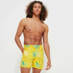 Cheap Vilebrequin Men Embroidered Swim Trunks Octopussy - Limited Edition Mimosa/Yellow