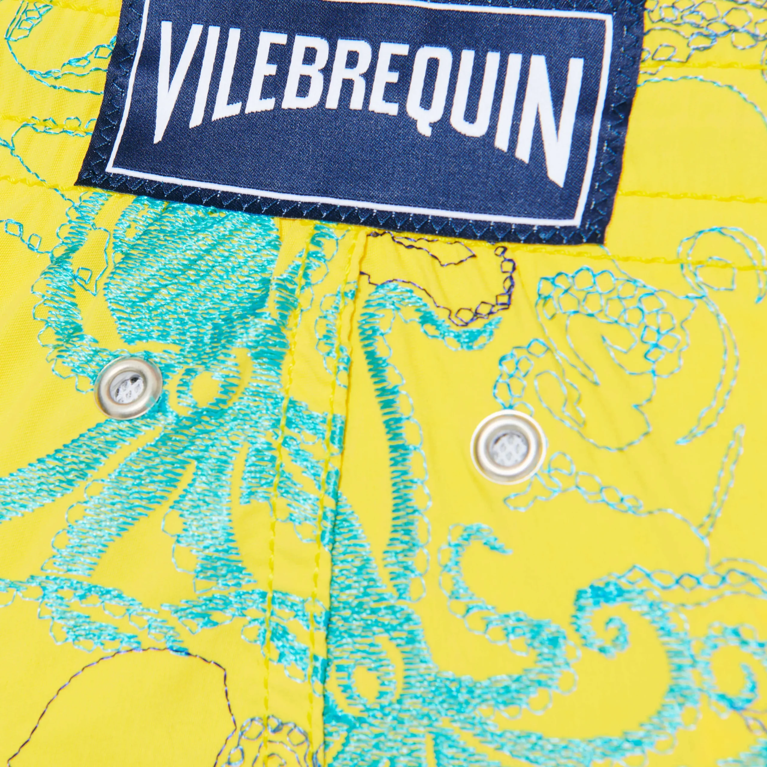Cheap Vilebrequin Men Embroidered Swim Trunks Octopussy - Limited Edition Mimosa/Yellow