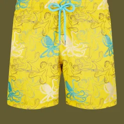 Cheap Vilebrequin Men Embroidered Swim Trunks Octopussy - Limited Edition Mimosa/Yellow