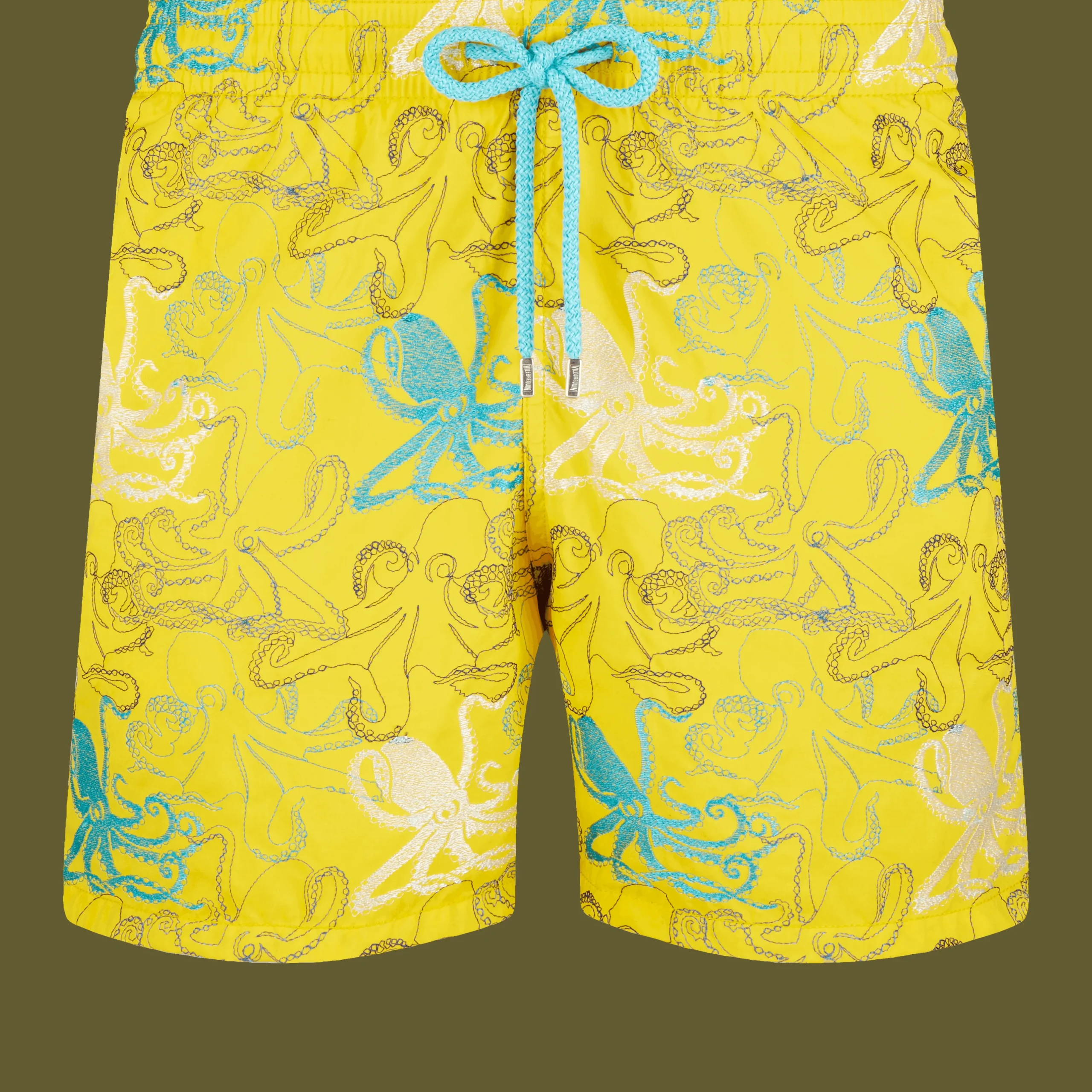 Cheap Vilebrequin Men Embroidered Swim Trunks Octopussy - Limited Edition Mimosa/Yellow