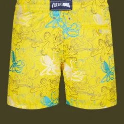 Cheap Vilebrequin Men Embroidered Swim Trunks Octopussy - Limited Edition Mimosa/Yellow