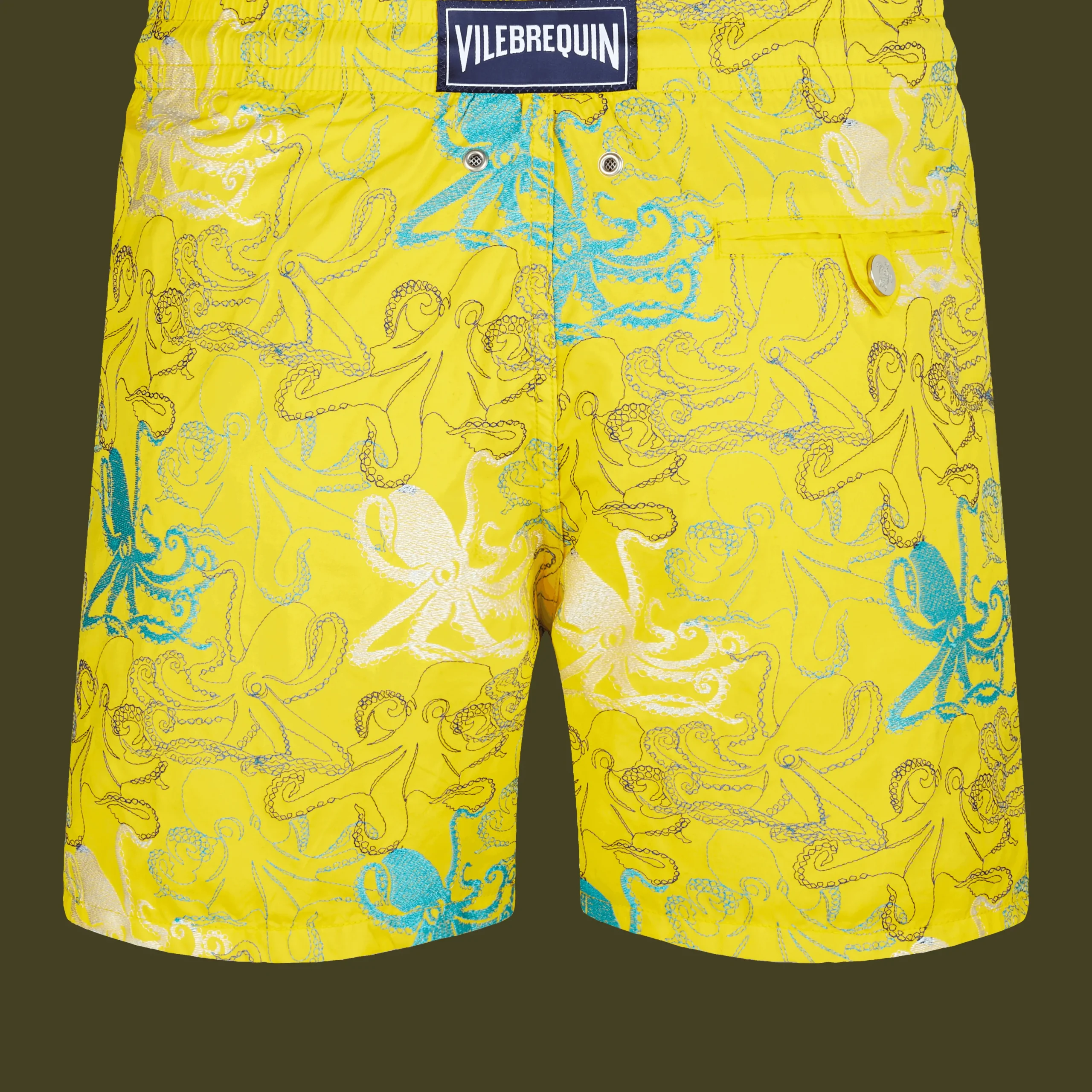 Cheap Vilebrequin Men Embroidered Swim Trunks Octopussy - Limited Edition Mimosa/Yellow