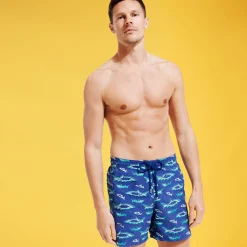 Cheap Vilebrequin Men Embroidered Swim Trunks Requins 3D - Limited Edition Purple Blue/Blue