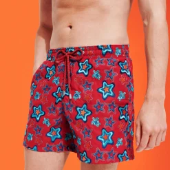 Online Vilebrequin Men Embroidered Swim Trunks Stars Gift - Limited Edition Burgundy/Red