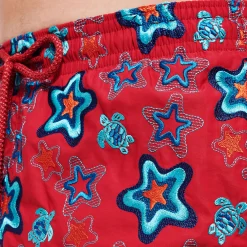 Online Vilebrequin Men Embroidered Swim Trunks Stars Gift - Limited Edition Burgundy/Red