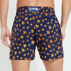 Hot Vilebrequin Men Embroidered Swim Trunks Micro Ronde Des Tortues - Limited Edition Navy/Blue