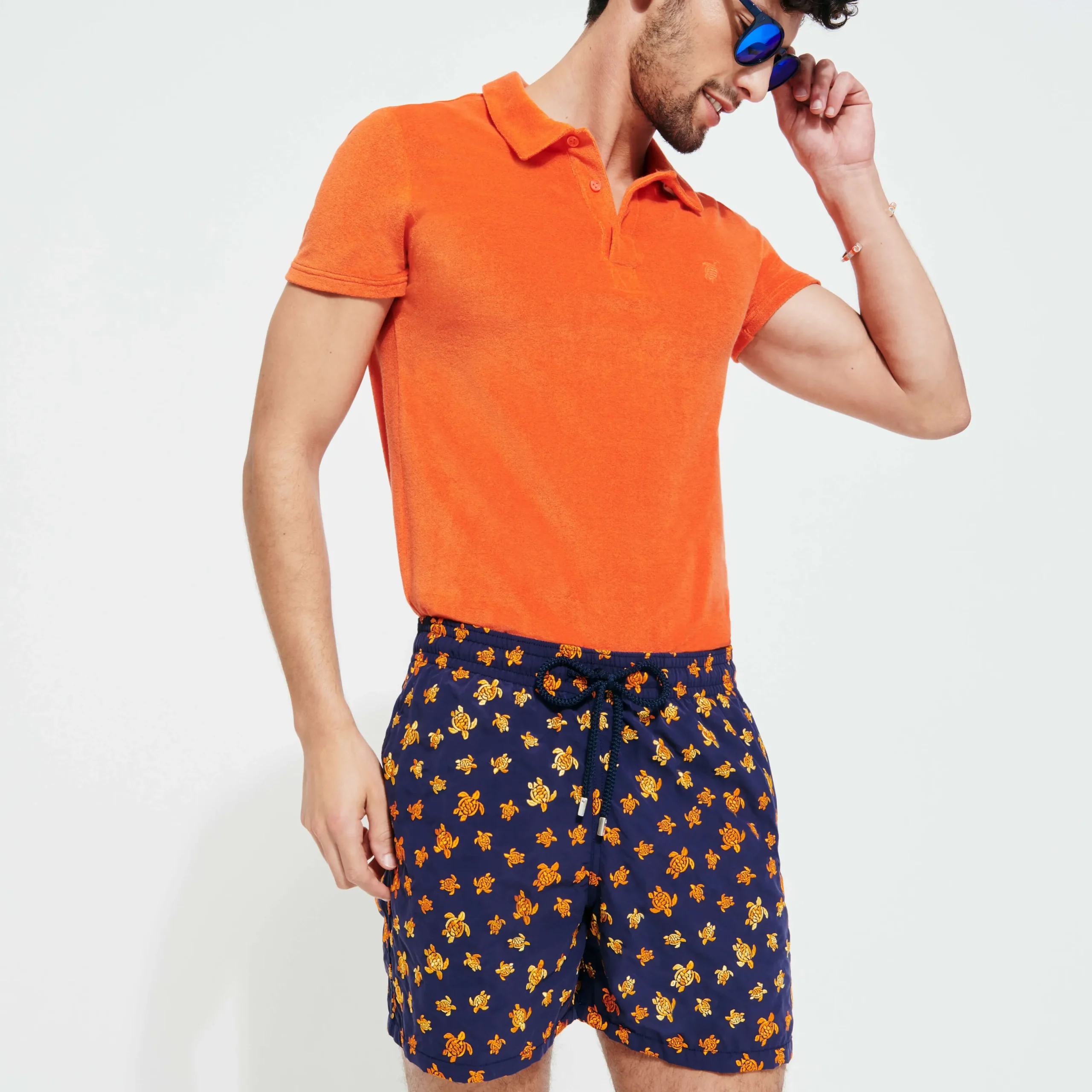 Hot Vilebrequin Men Embroidered Swim Trunks Micro Ronde Des Tortues - Limited Edition Navy/Blue