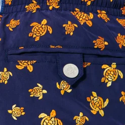 Hot Vilebrequin Men Embroidered Swim Trunks Micro Ronde Des Tortues - Limited Edition Navy/Blue